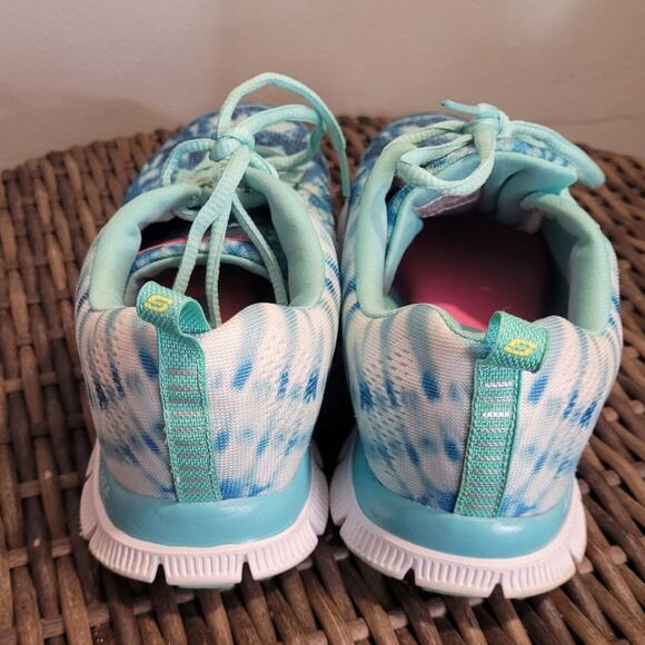 SKECHERS Flex Appeal 11884 Tie Dye Sneakers Sz 7.5 Mint Green Aqua Comfortcore - Picture 4 of 9